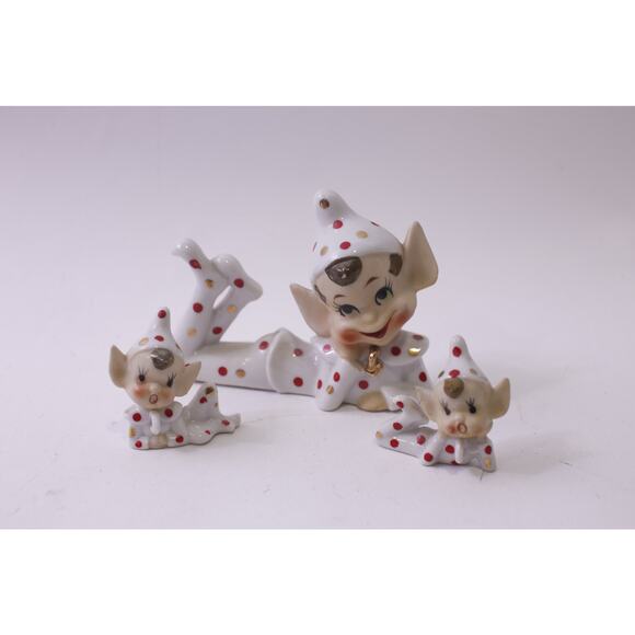 Pixie Elf, Ceramic, Figurins, Lot, Polka Dot, Japan, Vintage, ~ 250827-WH 563 - Picture 1 of 2